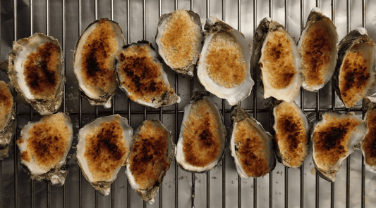 Grilled Oysters with Gruyère Mornay Sauce - Leasa Hilton