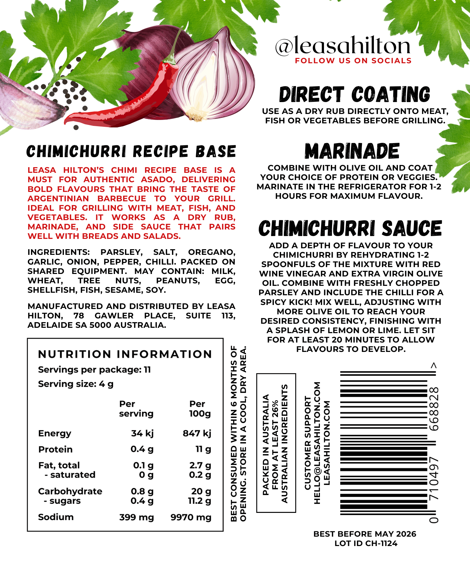 Chimichurri Recipe Base - Leasa Hilton